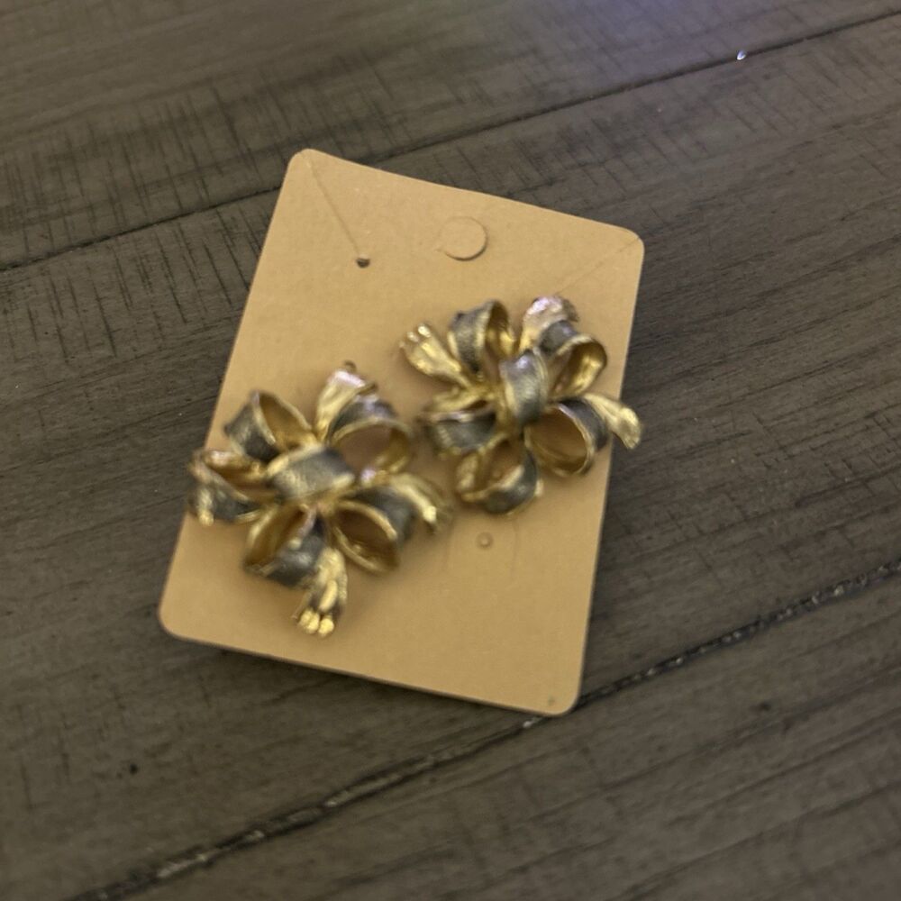 Vintage Statement Silver & Gold Tone Bow Post Earrings